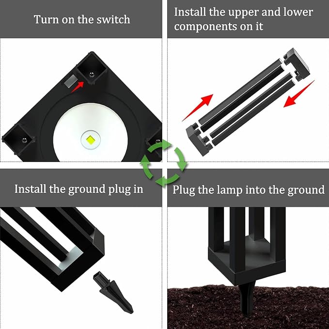 Solar Floor Lamps Outdoor Decor Lanterns Waterproof Deck Lights for Outside
