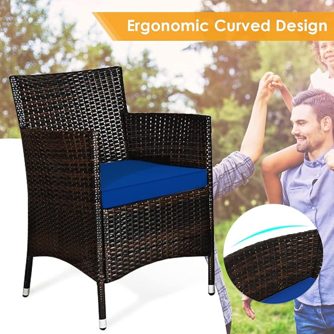 HAPPYGRILL 4 Pieces Patio Sofa Set Rattan Wicker Furniture Patio Conversation Set with Cushioned Sofa and Coffee Table for Outdoor Backyard Garden Poolside