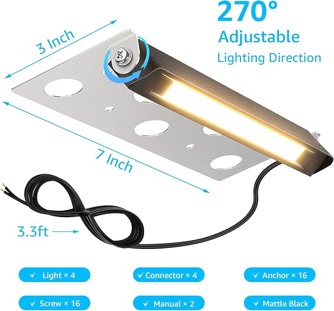 SUNVIE 7 Inch Hardscape Lighting 5W LED Retaining Wall Lights 3000K Warm White Low Voltage Landscape Lighting Waterproof Outdoor Step Lights with Connectors Paver Lights for Retaining Wall ETL, 4 Pack