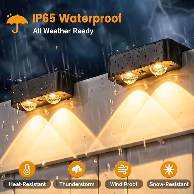 Bridika Solar Fence Lights Outdoor with Remote, L-Shaped Design, Black 12 | Remote sync all lights, 9 Colors & 3 modes, LED, IP65 waterproof, Dusk to dawn, for fence/deck/patio/stairs/railing/wall