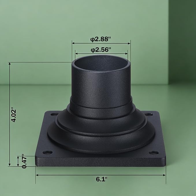 Pier Mount Base, Fits 3" Post Light, Rustproof and Thick Aluminum | Pole Light Adapter, 4.0mm Thick, Waterproof, Anti-rust, 6.1"Wx6.1"Dx4.02"H, Black, 2 Pack