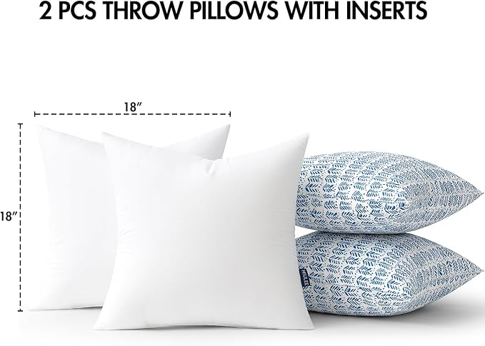 MIULEE Outdoor Lumbar Pillows with Inserts Set of 2 12x20 Inch Royal Blue | Patio Waterproof Fade Resistant Fluffy Throw Pillows Decorative Garden Natural Accent Leaves Cushion for Home Sofa Decor