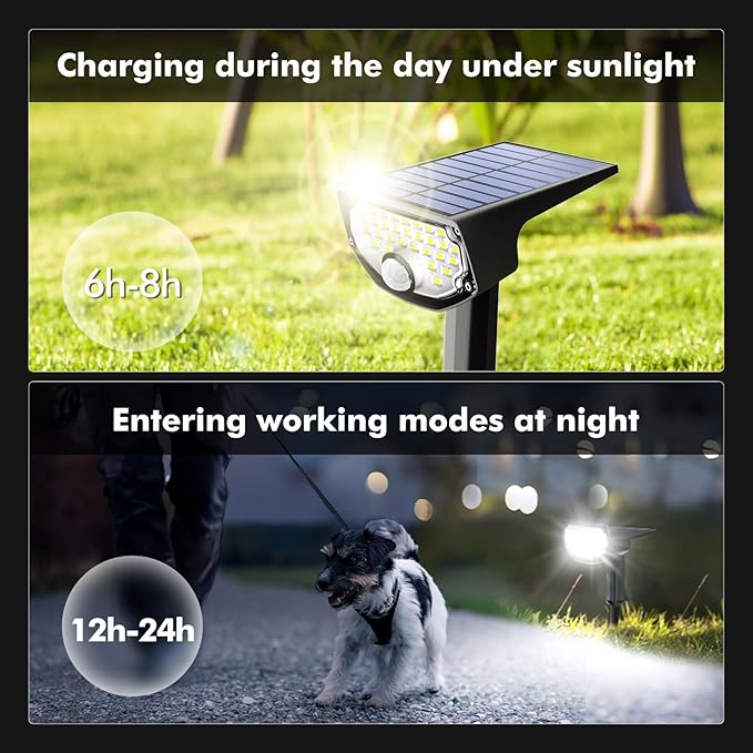 AloftSun Solar Motion Sensor Outdoor Lights,Waterproof Motion Sensor Spot Lights- 30 LED/3 Modes Solar Powered Spotlights,Landscape Lighting for Yard and Garden, Cool White,2 Pack