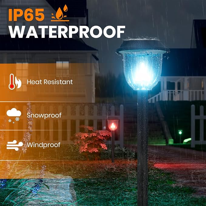 AOSEA 4 Pack Christmas Solar Pathway Lights Outdoor Waterproof - RGB Flash Mode Only Solar Lights for Outside, IP65 Rated, 12H Bright Landscape Lighting, Durable Plastic - Perfect for Garden & Walkway