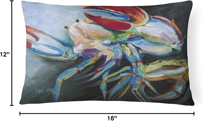 Caroline's Treasures JMK1103PW1216 Blue Crab Canvas Fabric Decorative Pillow Machine Washable, Indoor Outdoor Decorative Pillow for Couch, Bed or Patio, 12HX16W