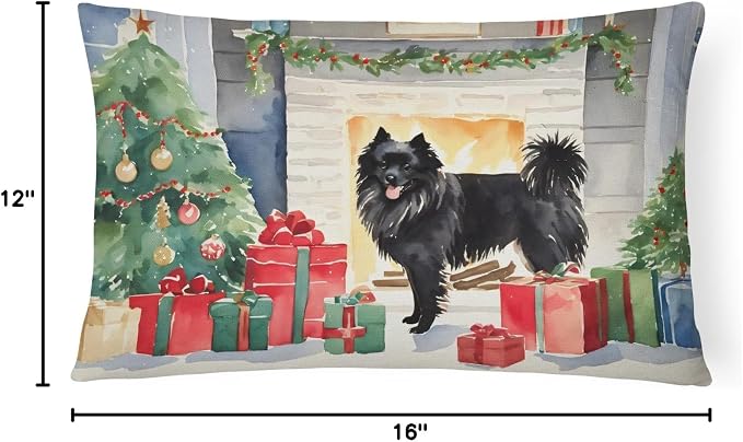 Caroline's Treasures DAC2664PW1216 German Spitz Cozy Christmas Throw Pillow Machine Washable, Indoor Outdoor Decorative Pillow for Couch, Bed or Patio, 12HX16W