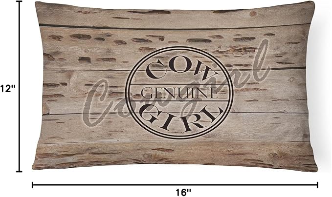 Caroline's Treasures SB3056PW1216 Genuine Cow Girl Branded Canvas Fabric Decorative Pillow 100% Machine Washable Pillow, Indoor or Outdoor Decorative Throw Pillow for Couch, Bed or Patio