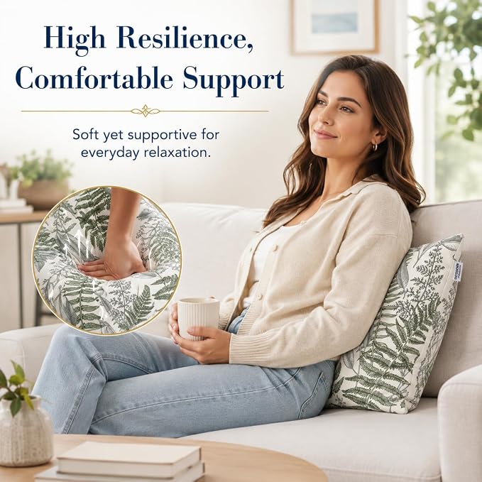 Outdoor Pillows 18×18 Inch Decorative Throw Pillows with Inserts | Set of 2 Fade Resistant Patio Pillows for Porch Garden Couch and Patio Furniture