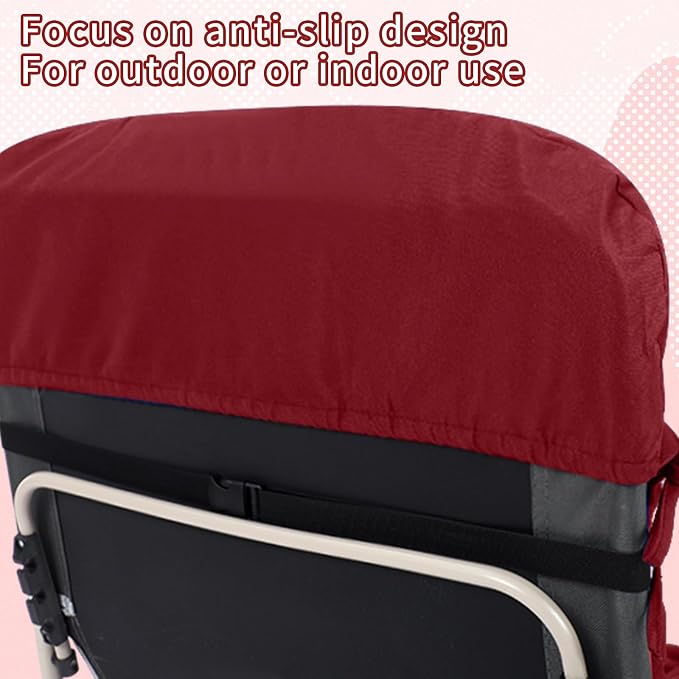 Tudomro Outdoor Chaise Lounge Cushion 66x21x4'' Waterproof & Fade-Resistant Patio Pool Chaise Lounge Cushion Headrest Pillow Tie Replacement Rocking High Back Chair(Burgundy,Set of 2)