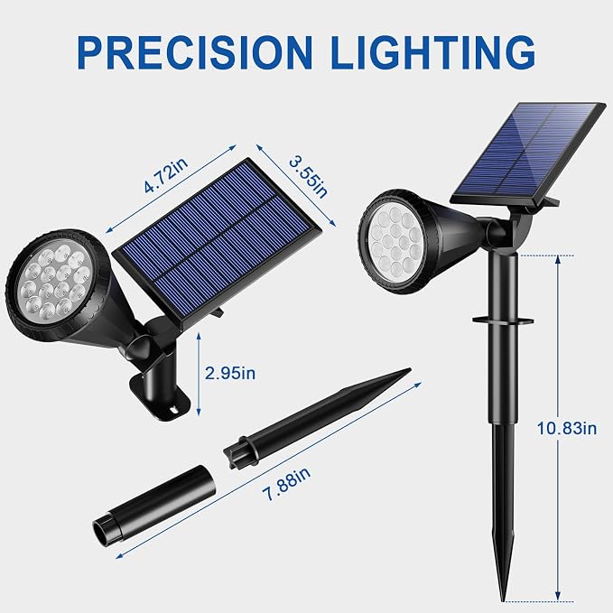 Solar Spot Lights Outdoor Waterproof IP65, Flag Landscape Spotlights | 2 Pack 4 Lighting Modes Solar Powered Spotlights Auto On/Off,Solar Garden Yard Pathway Wall Uplights for Outside,Warm White