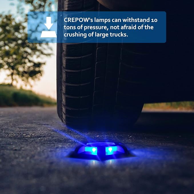 Solar Dock Lights Driveway Deck Lights - 8 Packs Waterproof 1200mAh Outdoor LED Aluminum Dock Lighting Warning Step Light for Driveway Sidewalk Garden Pathway Yard (Blue)