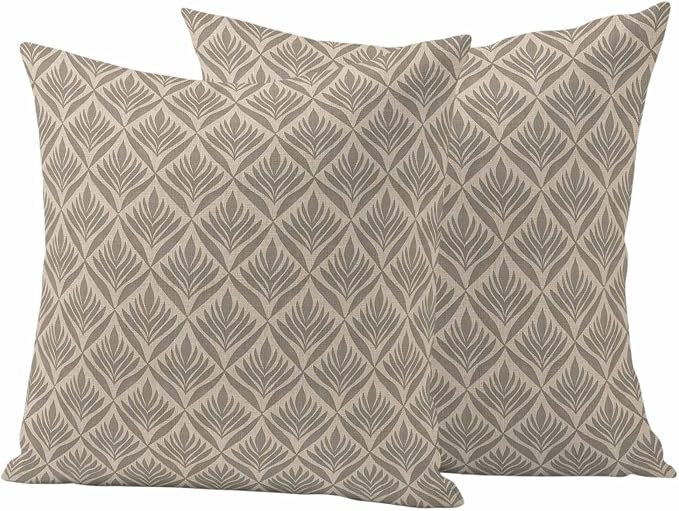 Retro Brown Outdoor Waterproof Throw Pillow Covers Set of 2, 26"x26", Floral Modern Abstract Geometric Decorative Pillow Covers Outside Cushion Case for Patio Porch Garden