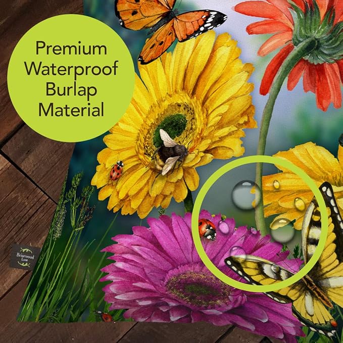 Briarwood Lane Spring Indoor/Outdoor Pillow 17x17 Butterflies and Daisies for Spring Pillow