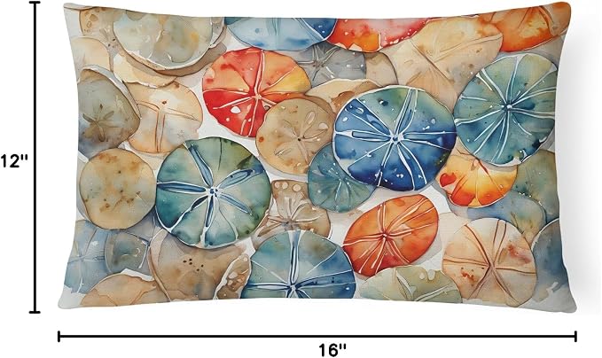 Caroline's Treasures DAC2820PW1216 Sand Dollars Throw Pillow Machine Washable, Indoor Outdoor Decorative Pillow for Couch, Bed or Patio, 12HX16W