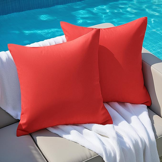 Premillow Outdoor Pillow Covers, Waterproof Pillow Covers, 18x18, Set of 2 | Decorative Waterproof Pillow Covers, Solid Linen Pillowcase,Summer Farmhouse Cushion Case for Patio Garden Balcony Couch Sofa