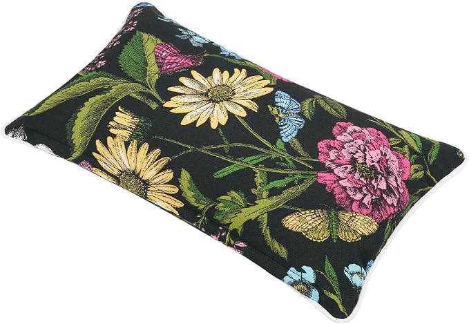 Lumbar Pillow Covers Set of 2, Outdoor Indoor Waterproof Patio Lumbar Pillowcase Shell 12x20 Inch, Rectangular Cushion Case for Couch Sofa Garden Farmhouse-Black Butterfly Flower