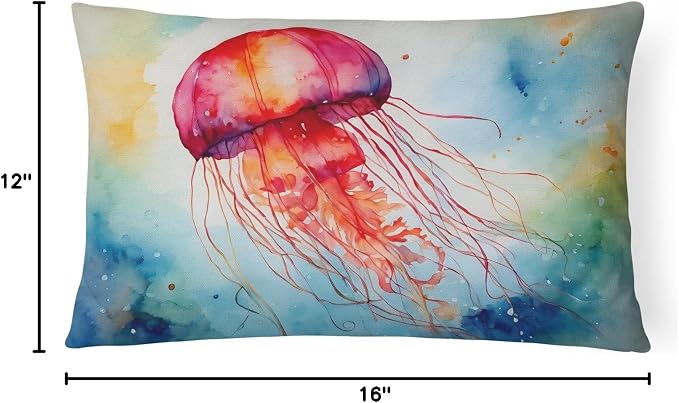 Caroline's Treasures DAC2791PW1216 Jellyfish Throw Pillow Machine Washable, Indoor Outdoor Decorative Pillow for Couch, Bed or Patio, 12HX16W