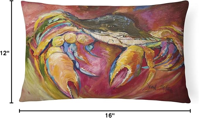 Caroline's Treasures JMK1105PW1216 Blue Crab Stars Canvas Fabric Decorative Pillow Machine Washable, Indoor Outdoor Decorative Pillow for Couch, Bed or Patio, 12HX16W