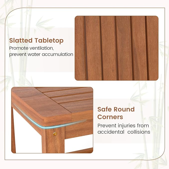 HAPPYGRILL 2-Tier Outdoor Wood Side Table with Storage Shelf, Patio Wooden End Table, Farmhouse Accent Nightstand, for Garden Yard Porch Deck Living Room (1)
