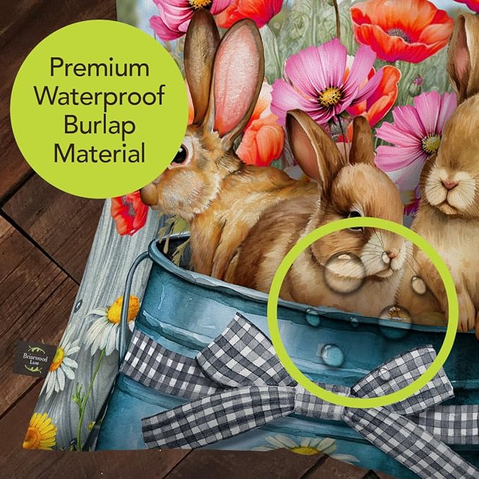 Briarwood Lane Spring Indoor/Outdoor Pillow 17x17 Bucket of Bunnies for Spring Pillow