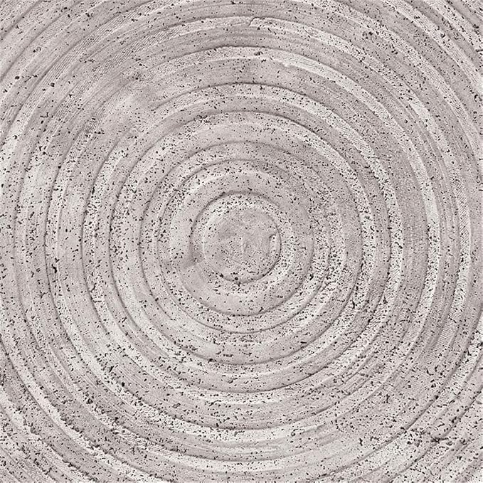 Pemberly Row Concrete Stone Outdoor Coffee Table, 37 in Wide, Rough Light Gray Finish, Fluted Texture, Hollow Drum Design, Durable Indoor/Outdoor Patio Table, Contemporary Style
