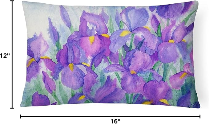 Caroline's Treasures IBD0256PW1216 Purple Iris Canvas Fabric Decorative Pillow Machine Washable, Indoor Outdoor Decorative Pillow for Couch, Bed or Patio, 12HX16W