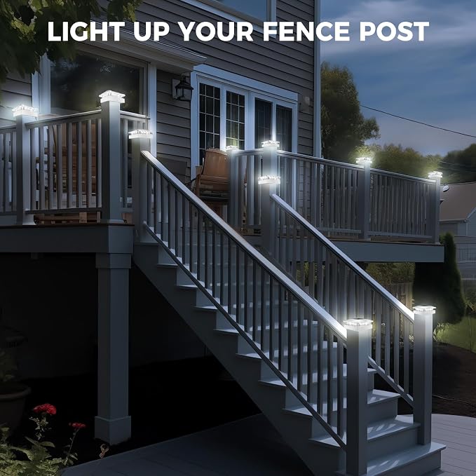 4x4 Solar Post Cap Lights Outdoor with 3 Lighting Modes, LED Post Light Solar Powered Waterproof, Fence Deck Lights for 4x4 3.5x3.5 Wood/Vinyl Posts