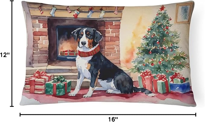 Caroline's Treasures DAC2597PW1216 Appenzeller Sennenhund Cozy Christmas Throw Pillow Machine Washable, Indoor Outdoor Decorative Pillow for Couch, Bed or Patio, 12HX16W