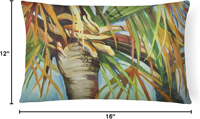 Caroline's Treasures JMK1129PW1216 Orange Top Palm Tree Canvas Fabric Decorative Pillow Machine Washable, Indoor Outdoor Decorative Pillow for Couch, Bed or Patio, 12HX16W