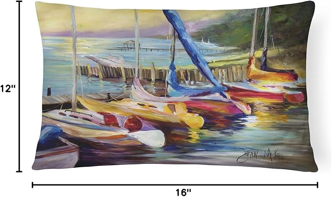 Caroline's Treasures JMK1036PW1216 Sailboats at Sunset Canvas Fabric Decorative Pillow Machine Washable, Indoor Outdoor Decorative Pillow for Couch, Bed or Patio, 12HX16W