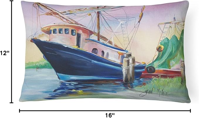 Caroline's Treasures JMK1078PW1216 Shrimper Southern Star Canvas Fabric Decorative Pillow Machine Washable, Indoor Outdoor Decorative Pillow for Couch, Bed or Patio, 12HX16W