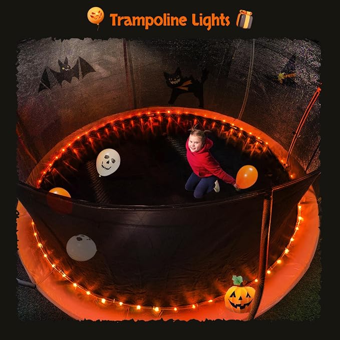 JMEXSUSS Orange Halloween Solar Lights, 66 ft 200 LED Rope Lights Outdoor Waterproof, PVC Tube Orange Christmas String Lights for Halloween Thanksgiving Fall Party Tree Fence Christmas (Pack of 2)