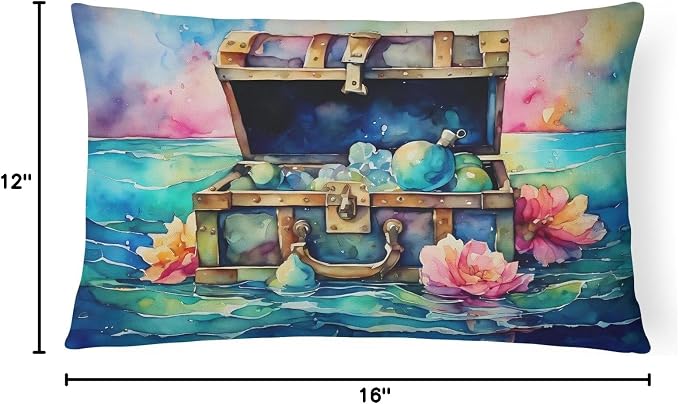 Caroline's Treasures DAC2836PW1216 Treasure Chest Throw Pillow Machine Washable, Indoor Outdoor Decorative Pillow for Couch, Bed or Patio, 12HX16W