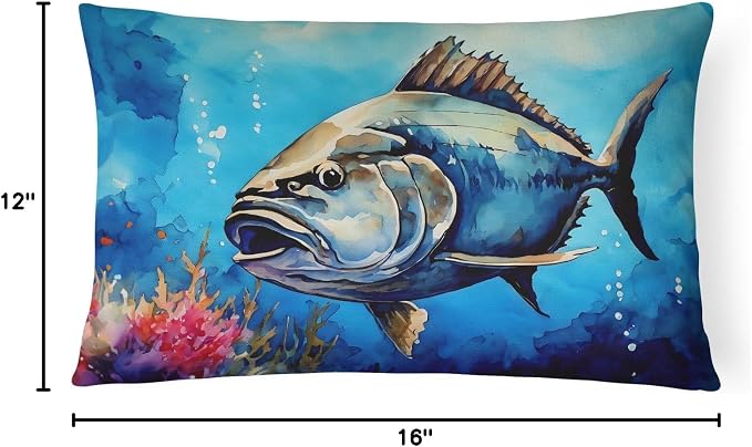 Caroline's Treasures DAC2773PW1216 Bluefin Tuna Throw Pillow Machine Washable, Indoor Outdoor Decorative Pillow for Couch, Bed or Patio, 12HX16W