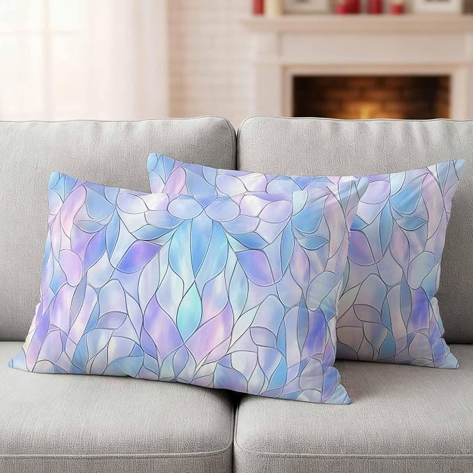 Abstract Art Outdoor Pillow Covers Set of 2 Gradient Stained Glass Fragments Modern Waterproof Throw Pillow Cover Decorative Cushion Cases for Patio Porch Garden 20X12 Inch