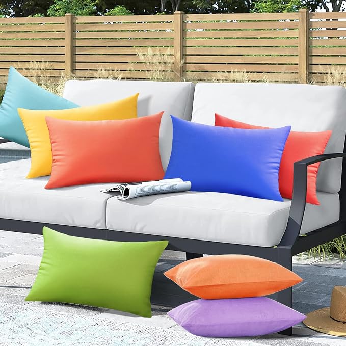 VAKADO Pumpkin Fall Waterproof Outdoor Throw Pillow Covers 12x20 Set of 2 | Fade Resistant, All-Weather Durability. Warm Harvest Hue For Porch, Patio & Garden. Machine Washable, Hidden Zipper.