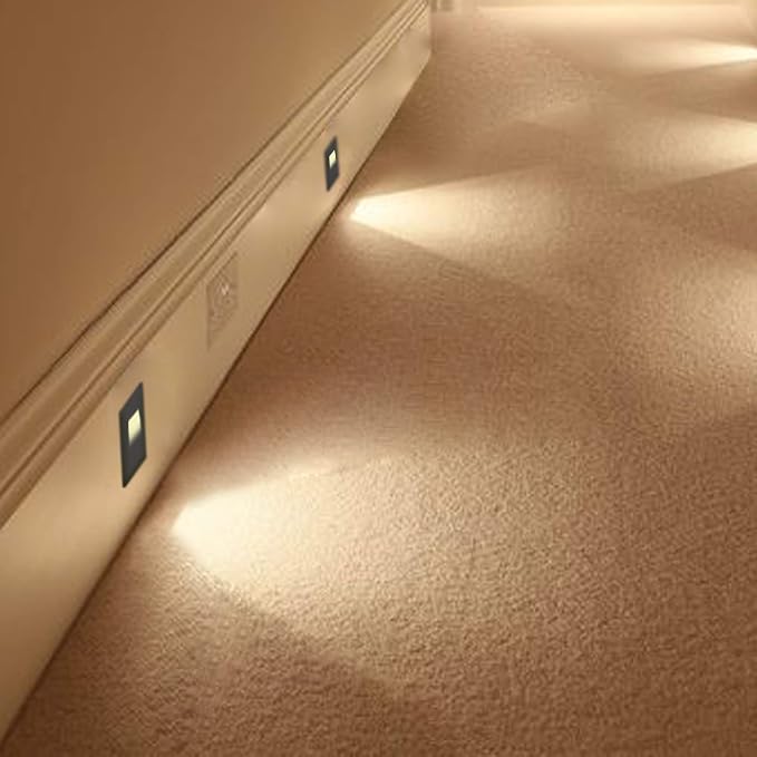Ciata LED Stair Lights - 3 CCT Options (3000K/4000K/5000K) | 3 Watt Step Lights for Indoor and Outdoor Stairs | Ideal for Home Theater and Outdoor Stairway Lighting | Black Finish, Vertical - 3 Pack