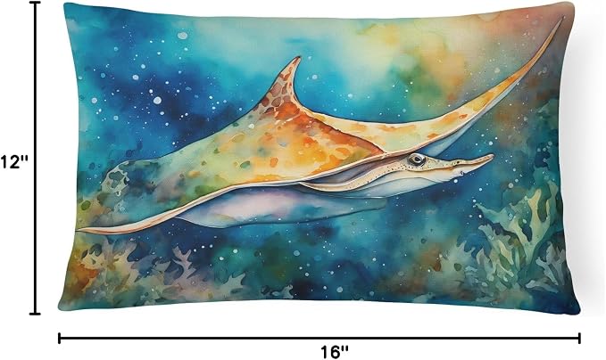 Caroline's Treasures DAC2832PW1216 Sting Ray Throw Pillow Machine Washable, Indoor Outdoor Decorative Pillow for Couch, Bed or Patio, 12HX16W