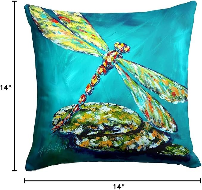 Caroline's Treasures MW1144PW1414 Insect - Dragonfly Matin Fabric Decorative Pillow Machine Washable, Indoor Outdoor Decorative Pillow for Couch, Bed or Patio, 14Hx14W