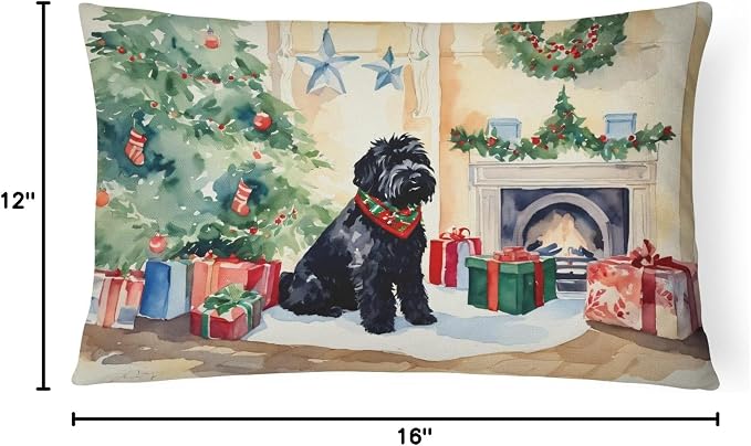 Caroline's Treasures DAC2613PW1216 Black Russian Terrier Cozy Christmas Throw Pillow Machine Washable, Indoor Outdoor Decorative Pillow for Couch, Bed or Patio, 12HX16W
