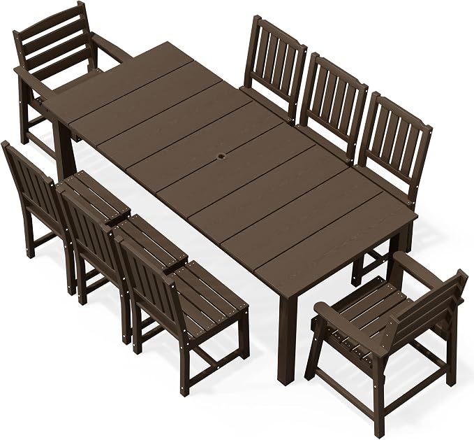 AreShark Patio Dining Chair Set of 2,All Weather HDPE Outdoor Dining Armless Chairs with Wide Seat and Backrest,Weatherproof Patio Chairs for Garden,Backyard,Deck,Coffee