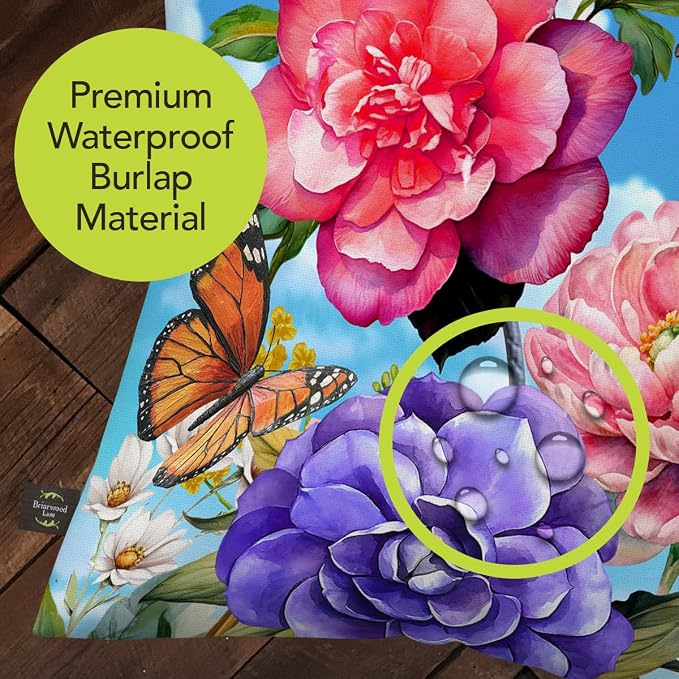 Briarwood Lane Spring Indoor/Outdoor Pillow 17x17 Butterflies and Peonies for Spring Pillow