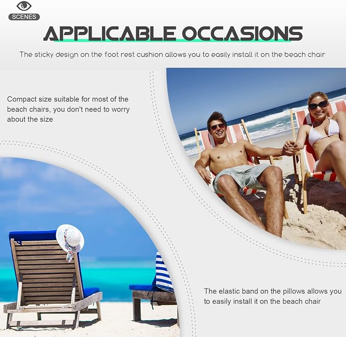 Yardwe Beach Chair Headrest Pillow Soft and Cozy Head Cushion for Folding Patio Chairs Easy to Install and Clean