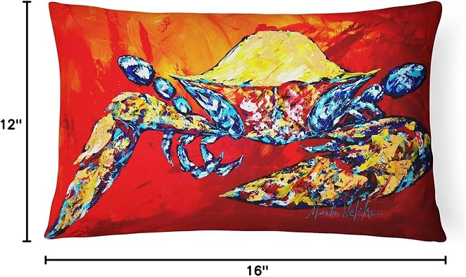 Caroline's Treasures MW1208PW1216 Bring it on Crab in Red Canvas Fabric Decorative Pillow Machine Washable, Indoor Outdoor Decorative Pillow for Couch, Bed or Patio, 12HX16W