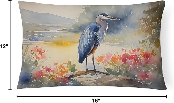 Caroline's Treasures DAC2845PW1216 Blue Heron Throw Pillow Machine Washable, Indoor Outdoor Decorative Pillow for Couch, Bed or Patio, 12HX16W