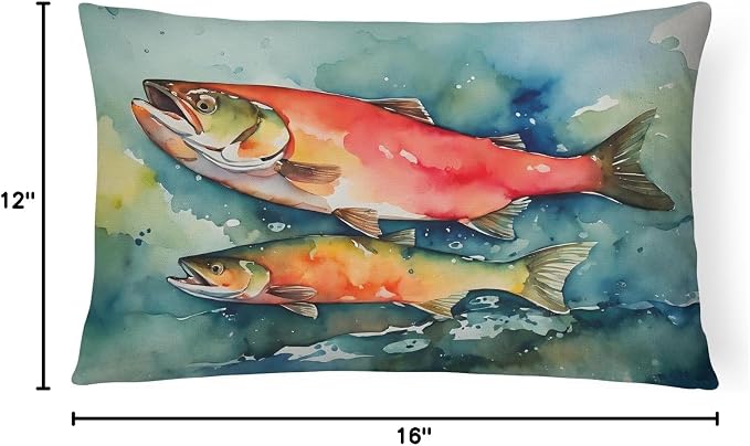 Caroline's Treasures DAC2818PW1216 Salmon Throw Pillow Machine Washable, Indoor Outdoor Decorative Pillow for Couch, Bed or Patio, 12HX16W