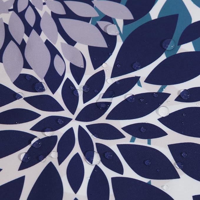 Pyonic Outdoor Throw Pillow Covers 18x18 Waterproof Pillow Covers Geometric Flower Pillow Case Farmhouse Summer Square Cushion Cover for Patio, Garden, Balcony,Set of 2 (18 x 18-Inch, Navy Blue)