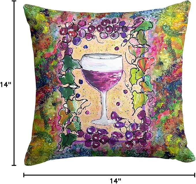 Caroline's Treasures 8616PW1414 Wine Fabric Decorative Pillow Machine Washable, Indoor Outdoor Decorative Pillow for Couch, Bed or Patio, 14Hx14W