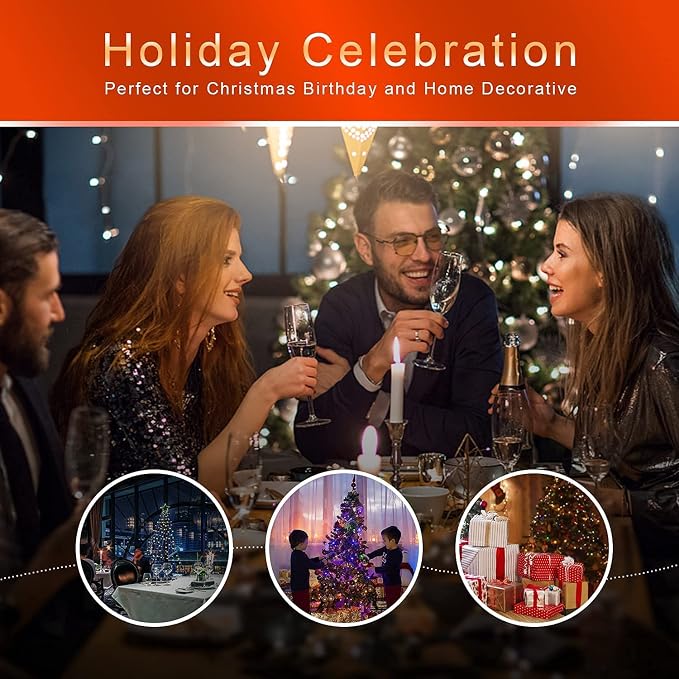 (New) Outdoor Christmas Lights, Christmas Decorations, 320 LED String Lights with 12" Star Topper, 8 Light Modes Waterproof for Outdoor Christmas Tree, New Year, Yard, Holiday Decor (Multicolor)