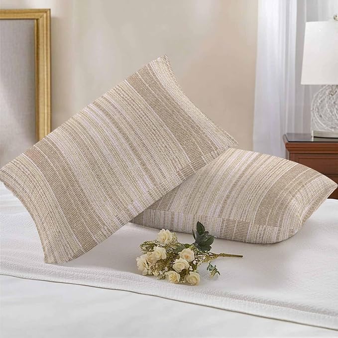Abstract Beige Outdoor Pillow Covers 20"x12" Set of 2, Rustic Farmhouse Minimalist Beige Vertical Striped Lines Waterproof Throw Pillow Covers for Patio Furniture, Decorative Cushion Covers for Porch